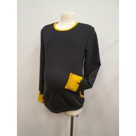 Szoptatós pulóver(fekete-sárga)